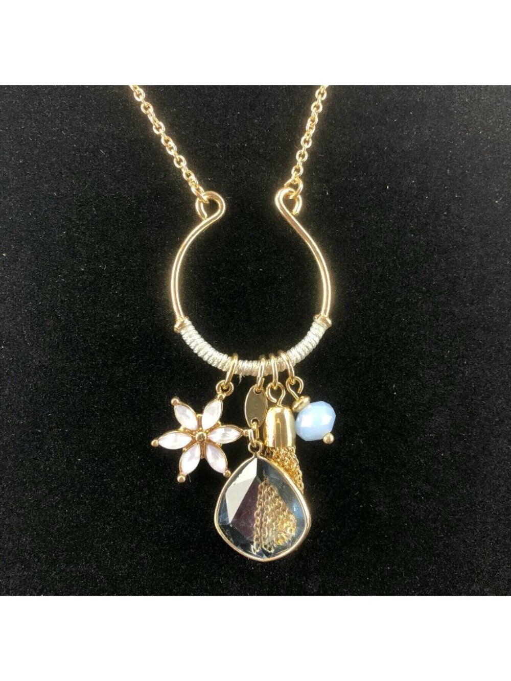 LC Lauren Conrad Long Gold-Tone Necklace Ring-Keeper Pendant